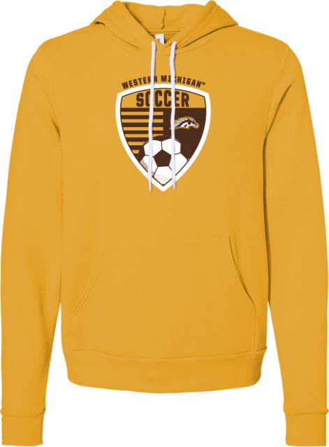 Western Michigan Bella + Canvas Fleece Hood Western Michigan Broncos Soccer Design - ONLINE ONLY