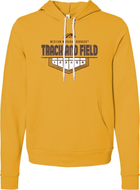 Western Michigan Bella + Canvas Fleece Hood Western Michigan Broncos Track and Field Design - ONLINE ONLY