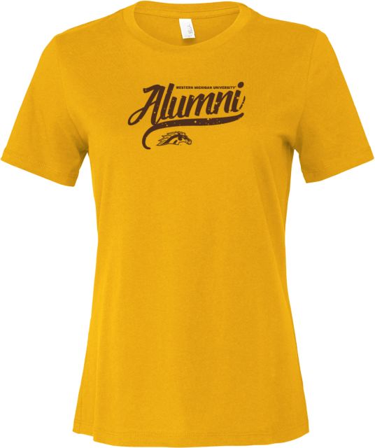 Western Michigan Bella + Canvas Womens Relaxed Cotton T Shirt WMU Script Alumni - ONLINE ONLY
