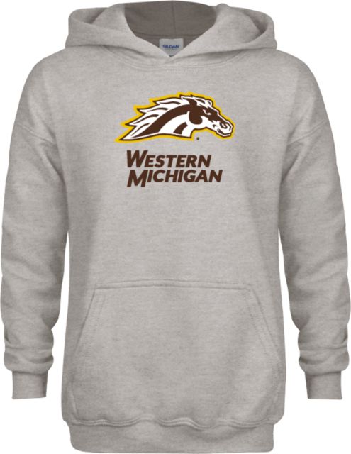Western Michigan Youth Fleece Hood Western Michigan with Bronco Head Mascot - ONLINE ONLY