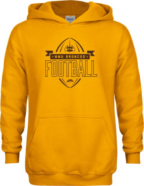 Western Michigan Youth Fleece Hoodie Western Michigan Broncos Football Design - ONLINE ONLY