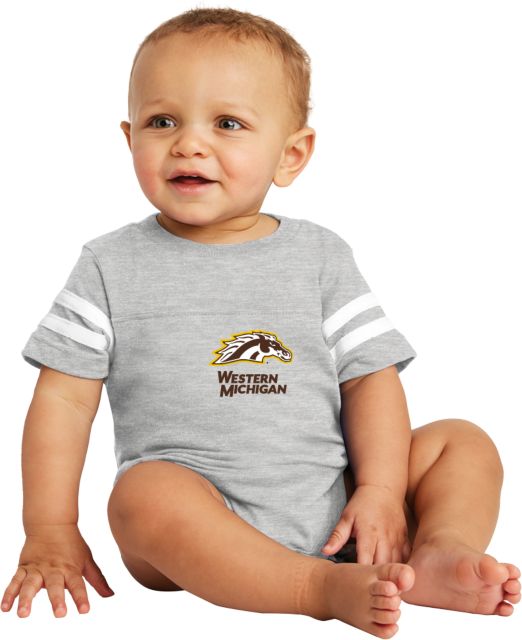 Western Michigan Vintage Jersey Bodysuit Western Michigan with Bronco Head Mascot - ONLINE ONLY