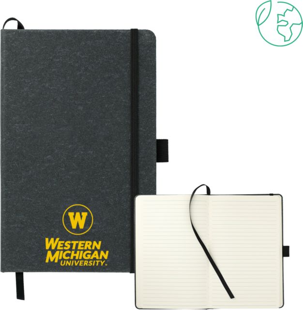 Western Michigan 5.5 x 8.5 FSC Mix Recycled Leather Bound Journal Western Michigan University Stacked - ONLINE ONLY