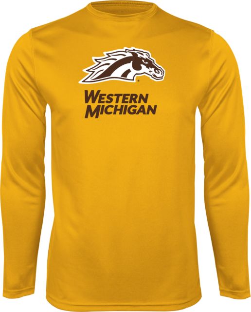 Western Michigan Performance Long Sleeve Shirt Western Michigan with Bronco Head Mascot - ONLINE ONLY