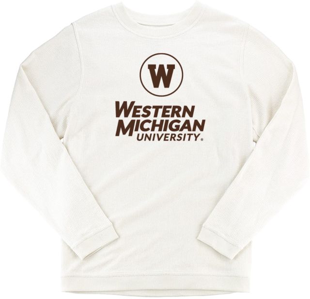 Western Michigan Boxercraft Womens Cream Corded Crew Western Michigan University Stacked - ONLINE ONLY