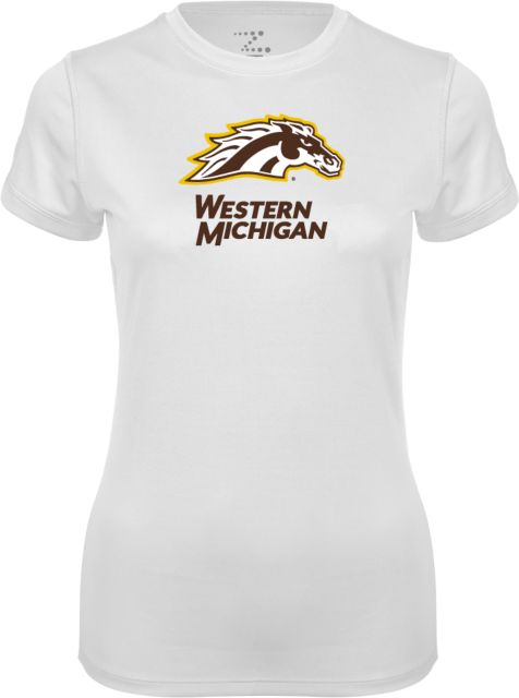 Western Michigan Womens Performance Tee Western Michigan with Bronco Head Mascot - ONLINE ONLY