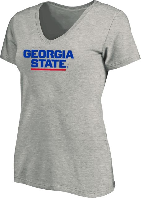 Georgia State Womens Plus V Neck T Shirt Stacked Logo - ONLINE ONLY