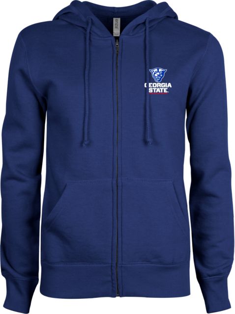 Georgia State ENZA Womens Fleece Full Zip Hoodie Primary Logo - ONLINE ONLY