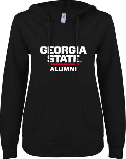 Georgia State ENZA Womens V Notch Raw Edge Fleece Hoodie GSU Alumni - ONLINE ONLY