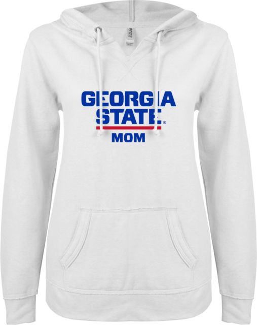 Georgia State ENZA Womens V Notch Raw Edge Fleece Hoodie GSU Mom - ONLINE ONLY