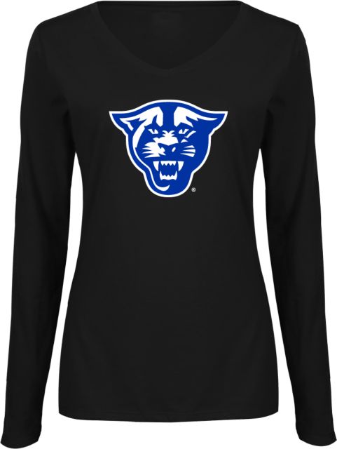 Georgia State Womens Long Sleeve V Neck Tee Panther Head - ONLINE ONLY