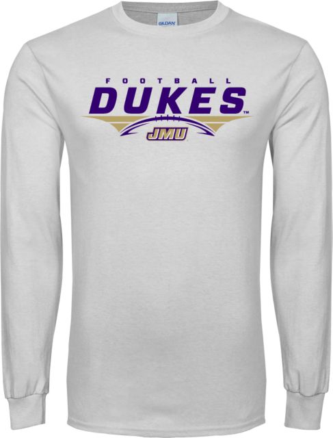 James Madison Long Sleeve T-Shirt Dukes Football Flat Over Ball - ONLINE ONLY
