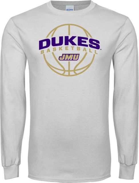 James Madison Long Sleeve T-Shirt Dukes Basketball Arched w/ Ball - ONLINE ONLY