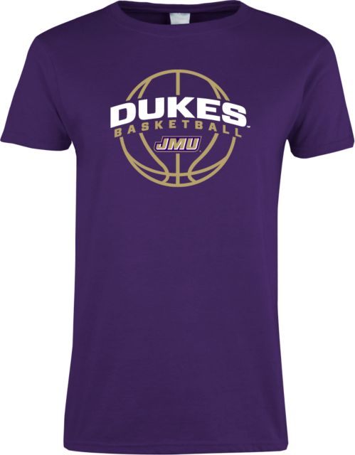 James Madison Ladies T-Shirt Dukes Basketball Arched w/ Ball - ONLINE ONLY