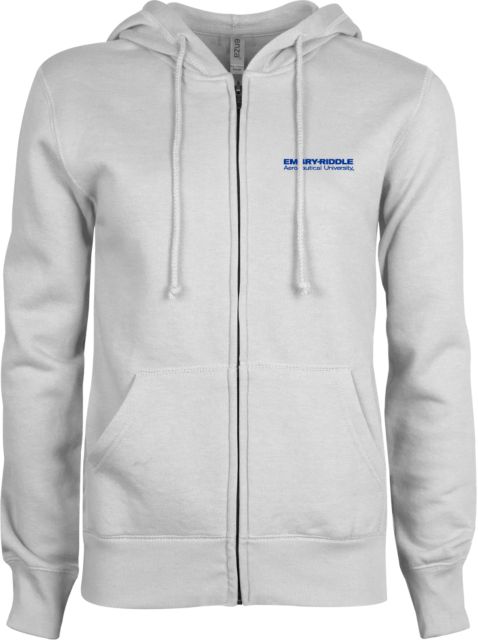 Embry Riddle Worldwide ENZA Womens Fleece Full Zip Hoodie ERAU Wordmark - ONLINE ONLY