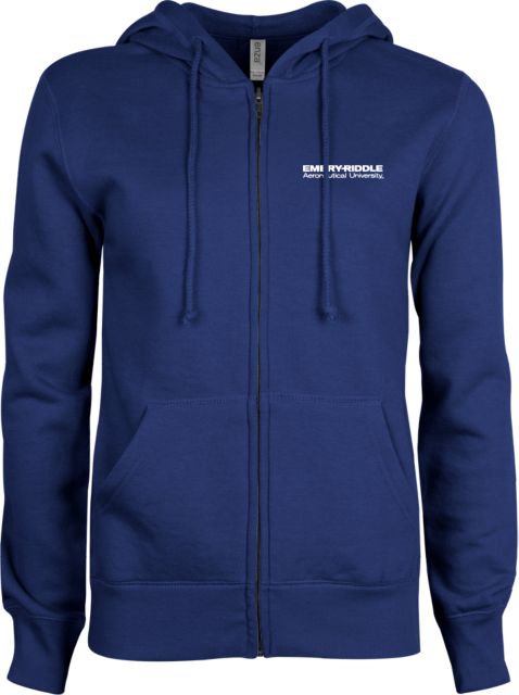 Embry Riddle Worldwide ENZA Womens Fleece Full Zip Hoodie ERAU Wordmark - ONLINE ONLY