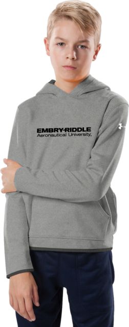 Embry Riddle Worldwide Youth Under Armour Fleece Hoodie ERAU Wordmark - ONLINE ONLY