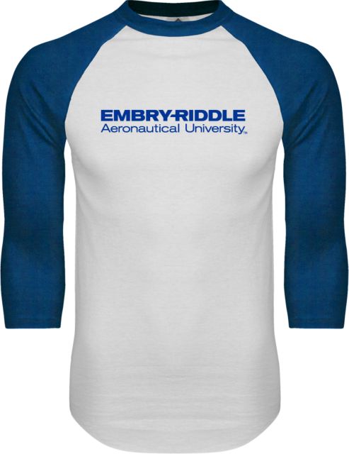 Embry Riddle Worldwide Raglan Baseball T Shirt ERAU Wordmark - ONLINE ONLY