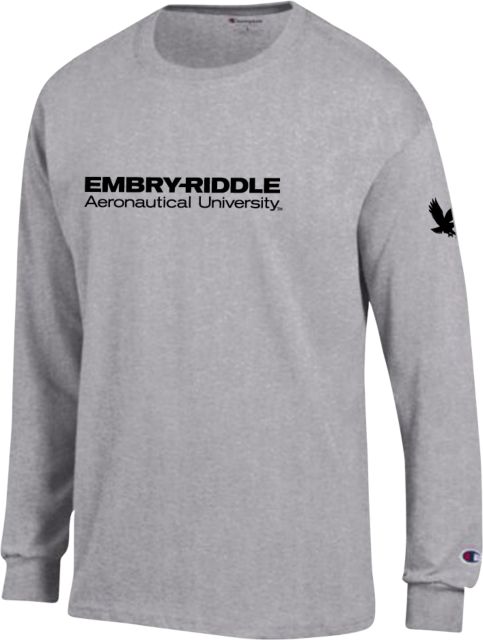 Embry Riddle Worldwide Champion Oxford Long Sleeve T Shirt ERAU Wordmark - ONLINE ONLY