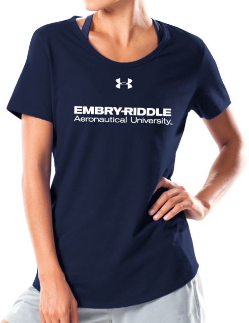 Embry Riddle Worldwide Under Armour Charged Cotton Tee ERAU Wordmark - ONLINE ONLY