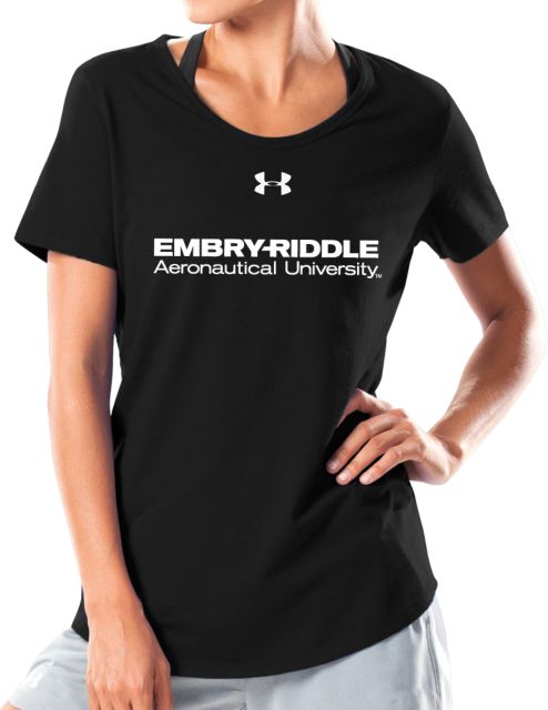 Embry Riddle Worldwide Under Armour Charged Cotton Tee ERAU Wordmark - ONLINE ONLY