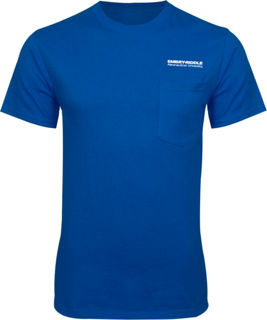 Embry Riddle Worldwide T Shirt w/Pocket ERAU Wordmark - ONLINE ONLY