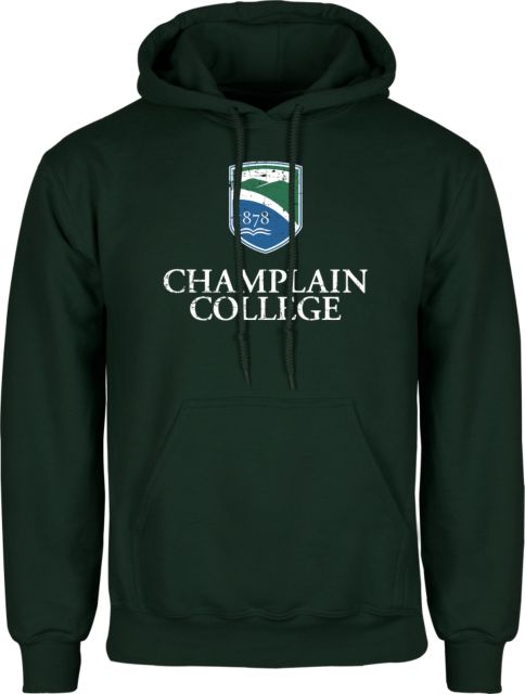 Champlain Fleece Hood Champlain College w/ Shield Stacked - Distressed - ONLINE ONLY