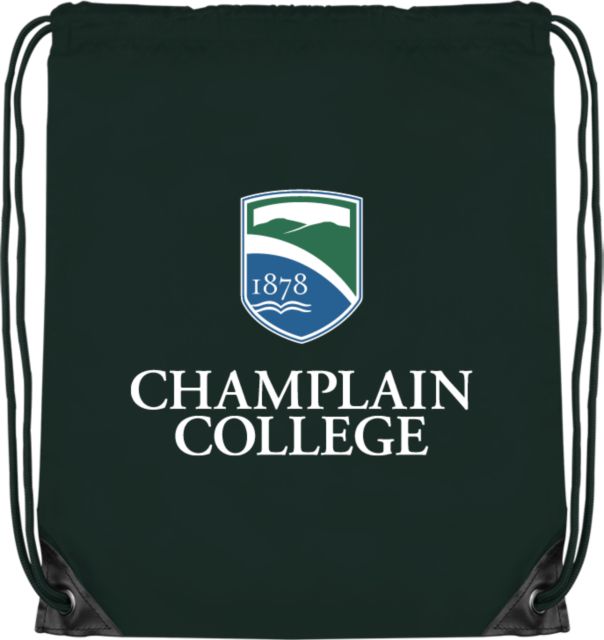Champlain Drawstring Backpack Champlain College w/ Shield Stacked - ONLINE ONLY