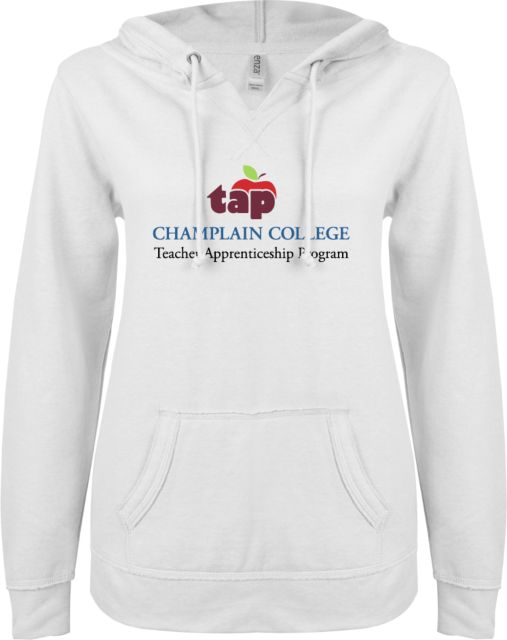 Champlain ENZA Ladies V Notch Raw Edge Fleece Hoodie Tap Lock Up Centered - ONLINE ONLY