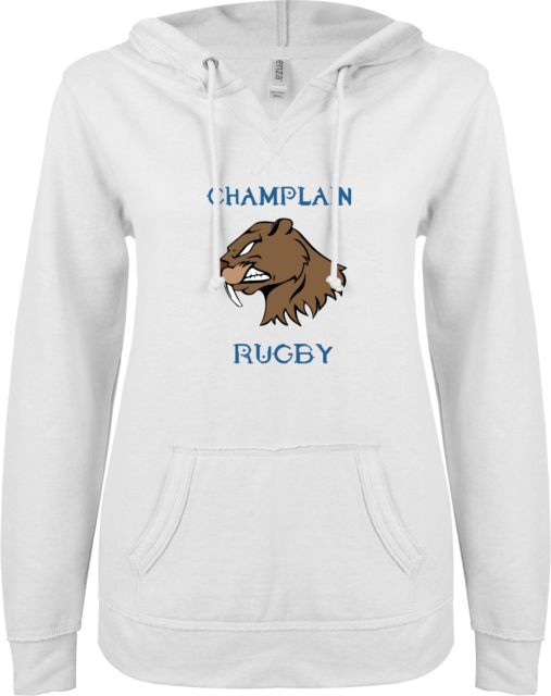 Champlain ENZA Ladies V Notch Raw Edge Fleece Hoodie Champlain Rugby - ONLINE ONLY
