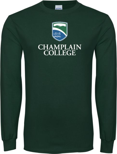 Champlain Long Sleeve T Shirt Champlain College w/ Shield Stacked - ONLINE ONLY