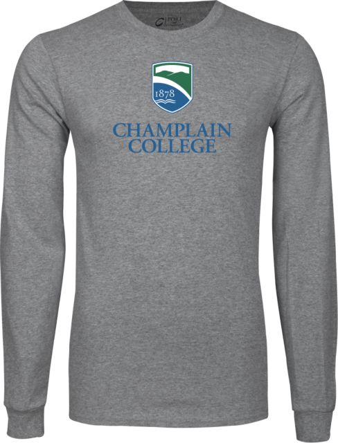 Champlain Long Sleeve T Shirt Champlain College w/ Shield Stacked - ONLINE ONLY