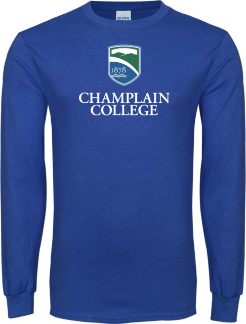 Champlain Long Sleeve T Shirt Champlain College w/ Shield Stacked - ONLINE ONLY