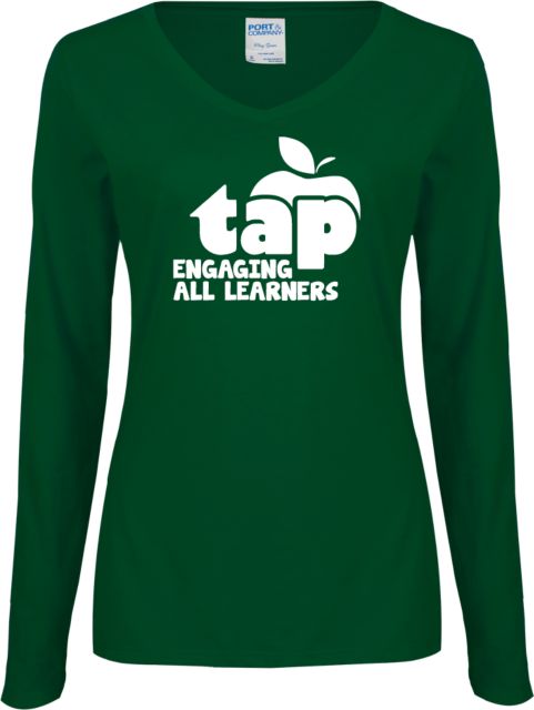 Champlain Ladies Long Sleeve V Neck Tee Engaging all Learners - ONLINE ONLY