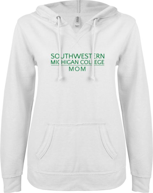 SW Michigan ENZA Ladies V Notch Raw Edge Fleece Hoodie Mom - ONLINE ONLY