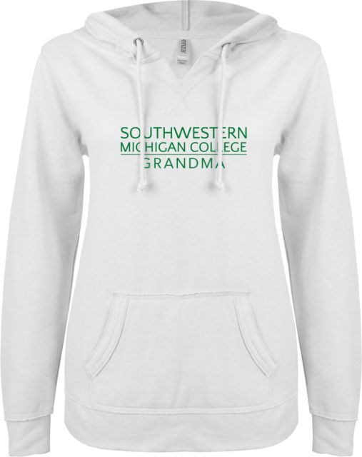 SW Michigan ENZA Ladies V Notch Raw Edge Fleece Hoodie Grandma - ONLINE ONLY