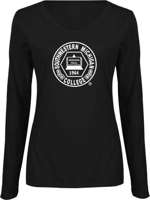 SW Michigan Womens Long Sleeve V Neck Tee Seal - ONLINE ONLY