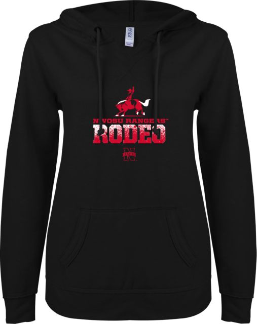 Northwestern OK ENZA Ladies V Notch Raw Edge Fleece Hoodie Rangers Rodeo - ONLINE ONLY