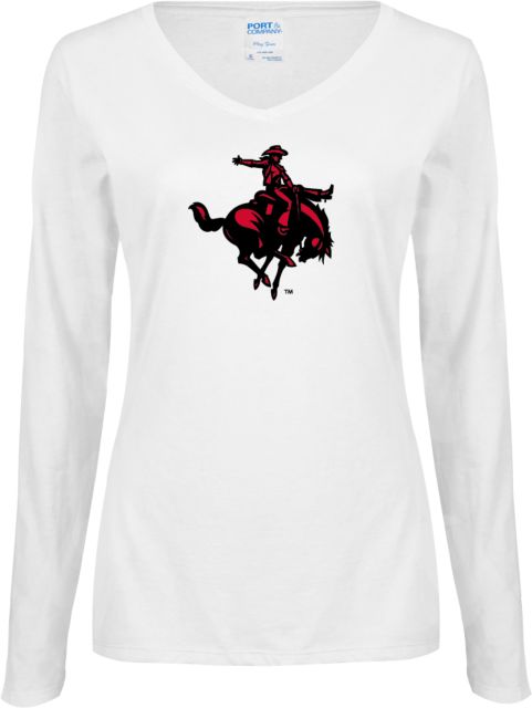 Northwestern OK Ladies Long Sleeve V Neck Tee Primary Mark - ONLINE ONLY