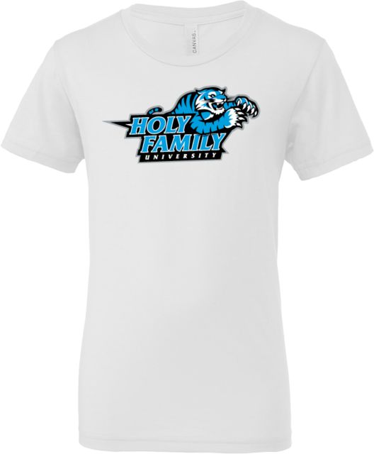 Holy Family Bella + Canvas Youth Jersey T Shirt Holy Family University - With Mascot Stacked - ONLINE ONLY