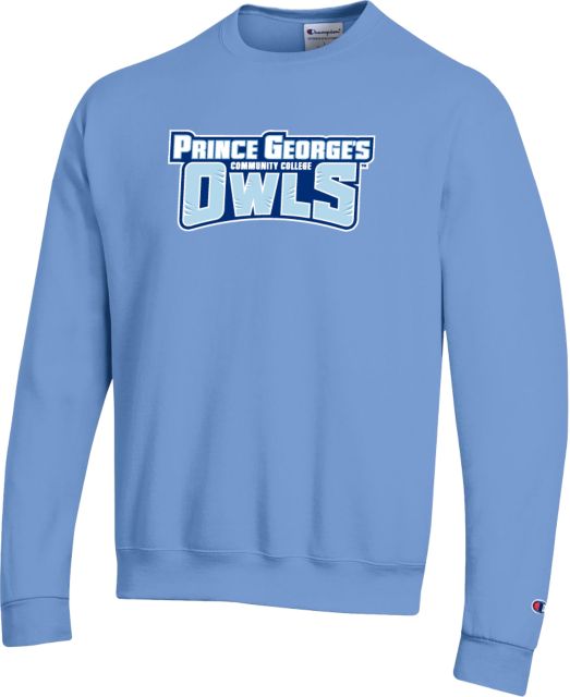 Prince George Champion Light Fleece Crew Prince Georges Community College Owls Wordmark - ONLINE ONLY