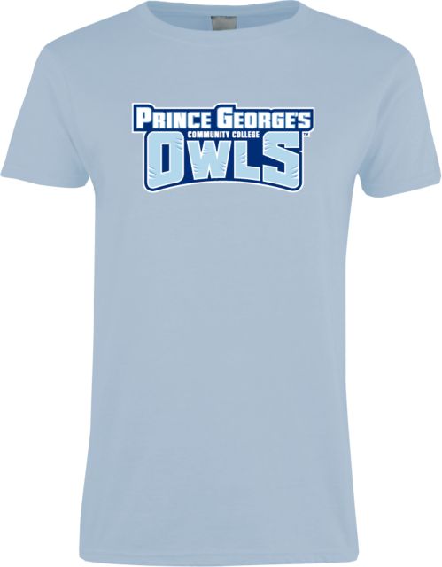 Prince George Womens Light Short Sleeve Tee Prince Georges Community College Owls Wordmark - ONLINE ONLY