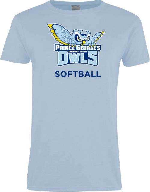Prince George Womens Light Short Sleeve Tee Prince Georges Community College Owls Softball - ONLINE ONLY