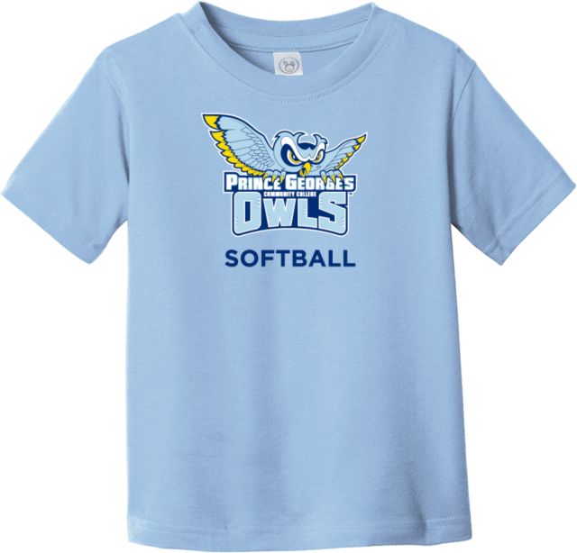 Prince George Toddler Light T Shirt Prince Georges Community College Owls Softball - ONLINE ONLY