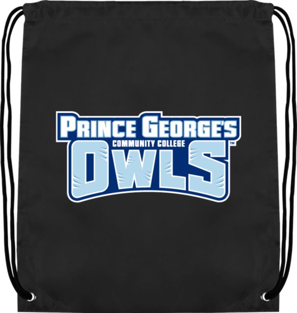 Prince George Drawstring Backpack Prince Georges Community College Owls Wordmark - ONLINE ONLY