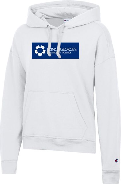 Prince George Champion Womens Powerblend Pullover Hood Prince Georges Community College Logo - ONLINE ONLY