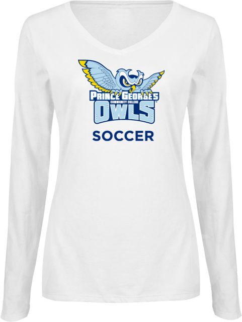 Prince George Womens Long Sleeve V Neck Tee  Prince Georges Community College Owls Soccer - ONLINE ONLY