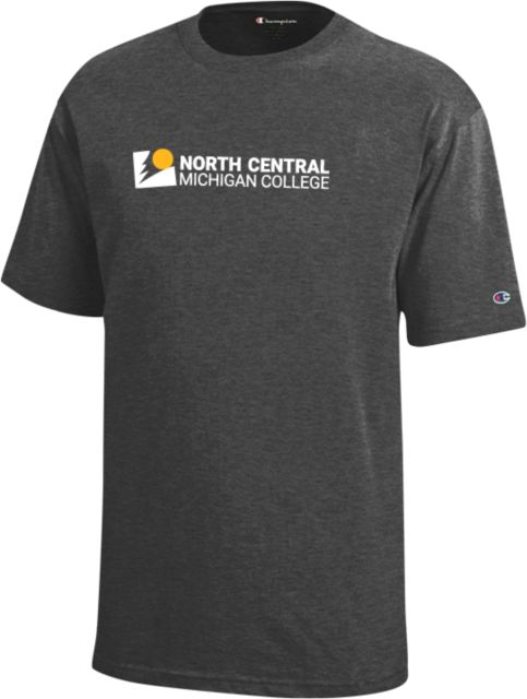 North Central Michigan Champion Youth Granite Heather Short Sleeve Tee North Central Michigan College Flat - ONLINE ONLY