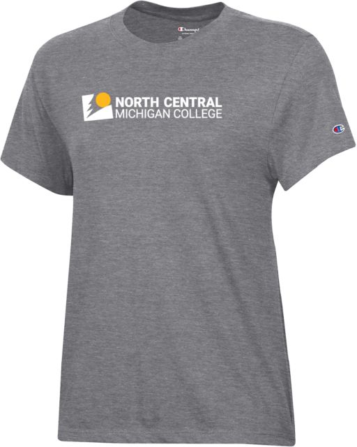 North Central Michigan Champion Womens Granite Heather Core Short Sleeve Tee North Central Michigan College Flat - ONLINE ONLY