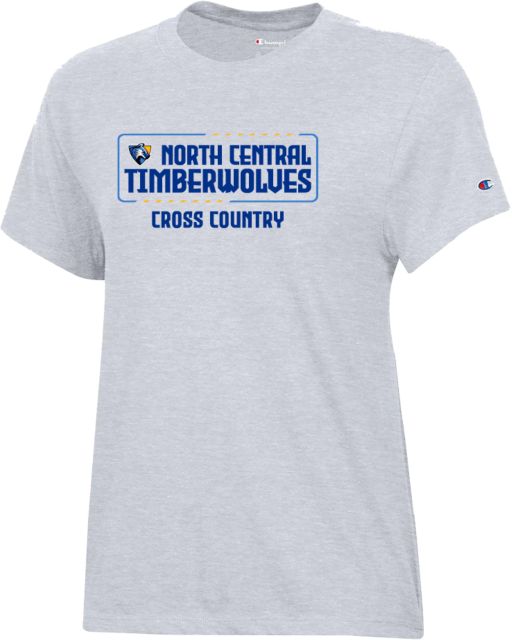 North Central Michigan Champion Womens Oxford Core Short Sleeve Tee NCMC Timberwolves Cross Country - ONLINE ONLY